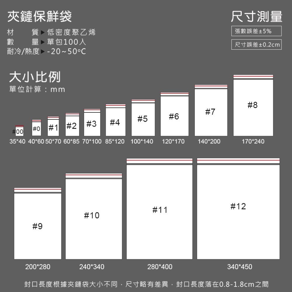 夾鏈袋 封口袋 自封袋 封口袋 夾鏈袋 透明包裝袋(100入)【BC0004】-細節圖4