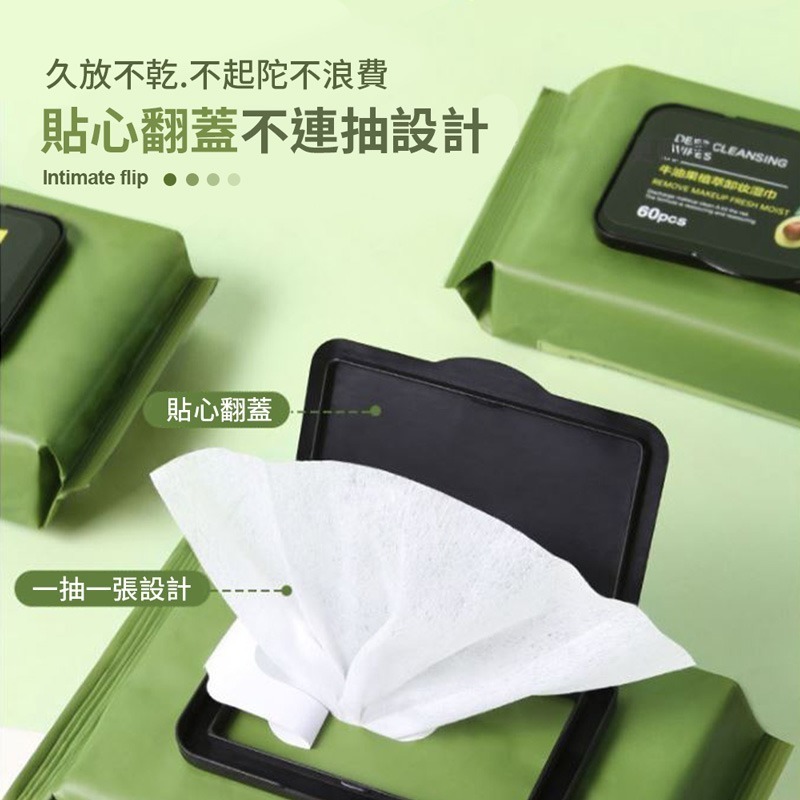 酪梨卸妝濕紙巾 卸妝濕巾 卸妝巾 臉部清潔  卸妝棉 卸妝紙巾 美妝用品 抽取濕紙巾【MZ0068】-細節圖7