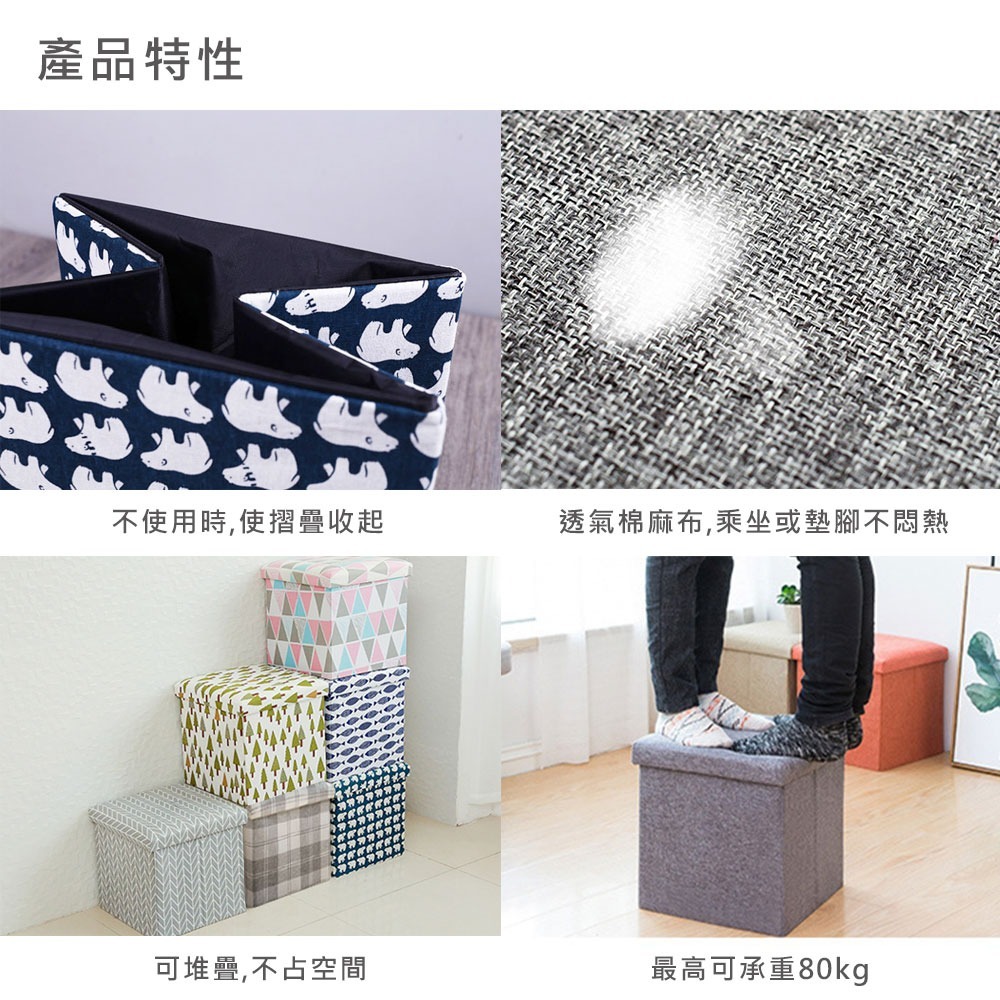 限時下殺，50款現貨-加厚摺疊收納凳 耐重80公斤 收納箱 收納椅 儲物椅 儲物凳 小椅子 椅凳 小沙發【SN0123】-細節圖4