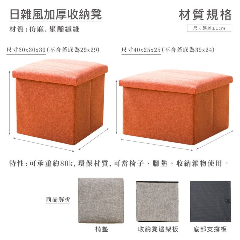 限時下殺，50款現貨-加厚摺疊收納凳 耐重80公斤 收納箱 收納椅 儲物椅 儲物凳 小椅子 椅凳 小沙發【SN0123】-細節圖9