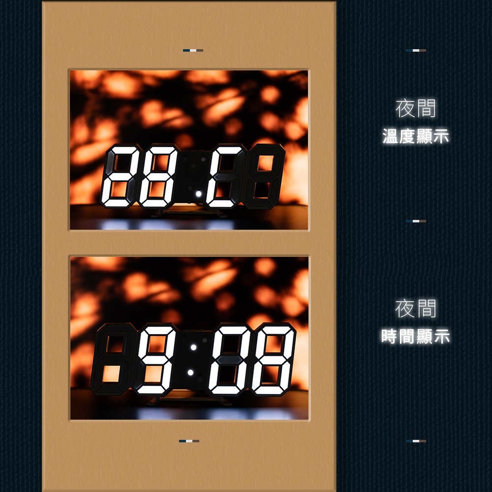 數字時鐘 3D數字時鐘 科技電子鐘 LED數字鐘 立體電子時鐘 時鐘 電子鬧鐘 掛鐘 電子鐘 數字時鐘【DZ0040】-細節圖4