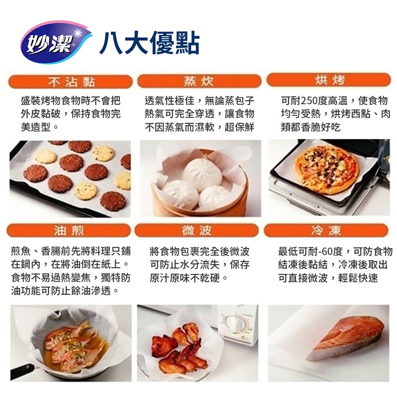 妙潔 萬用料理紙 料理用具 萬用料理紙 食物調理紙 烤盤紙 蒸食烘焙紙 料理紙【CC0287】-細節圖3