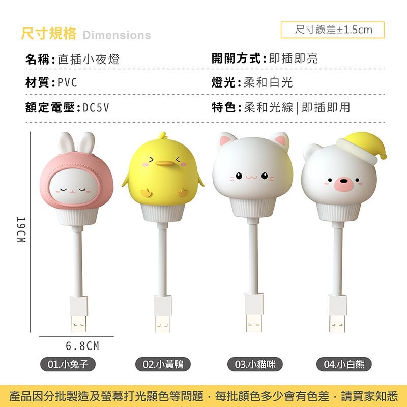 USB直插小夜燈  USB可愛小夜燈 USB 床頭燈 禮物 小夜燈 走廊燈 插電小夜燈 可愛小夜燈【DZ0150】-細節圖2