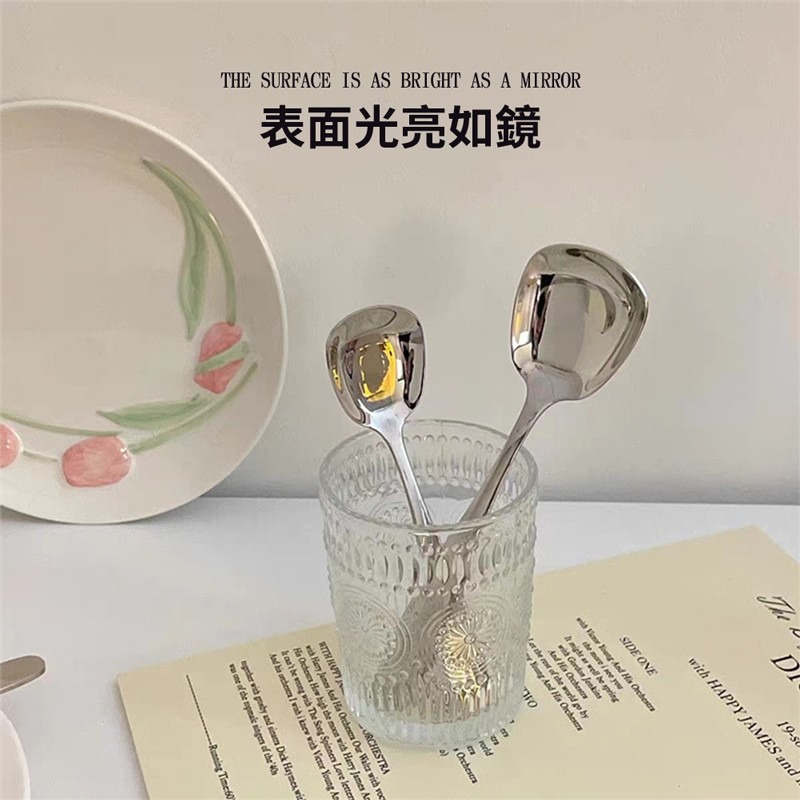 不鏽鋼方形湯匙 304不鏽鋼湯匙 方形湯匙 韓式湯匙 湯匙 餐匙 湯勺 冰淇淋勺 方勺 不鏽鋼勺 餐具【CC0459】-細節圖4