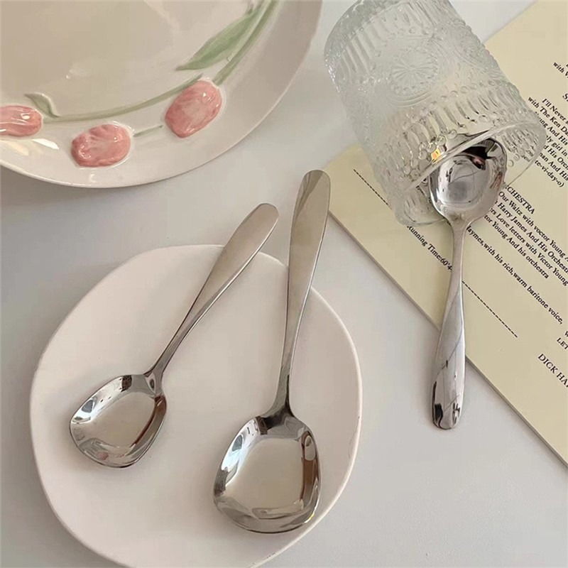 不鏽鋼方形湯匙 304不鏽鋼湯匙 方形湯匙 韓式湯匙 湯匙 餐匙 湯勺 冰淇淋勺 方勺 不鏽鋼勺 餐具【CC0459】-細節圖5