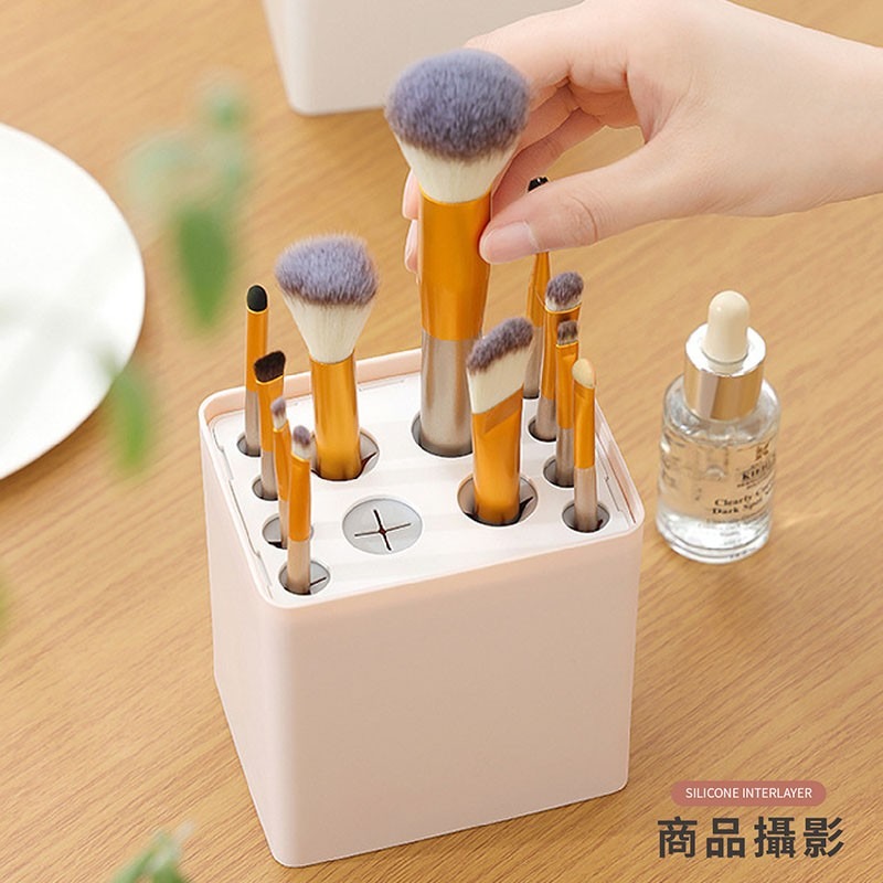 刷具收納盒 刷具晾乾架 刷具桶 刷具晾乾盒 化妝刷收納盒 收納筒 晾曬架 刷子口紅收納桶【SN0305】-細節圖7