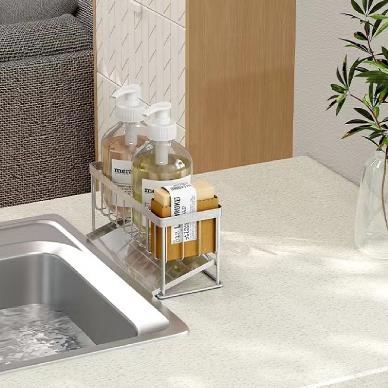 不鏽鋼菜瓜布瀝水架 多功能瀝水架 304不鏽鋼瀝水架 瀝水架 碗盤架 置物 收納架 廚房收納 餐具收納【CC0463】-細節圖6