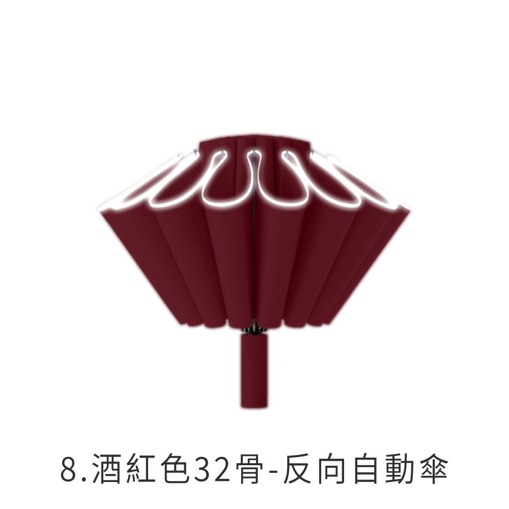 08.酒红色32骨-反向自動傘