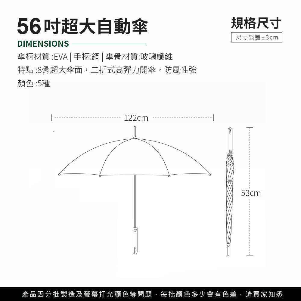 超大56吋自動傘 雨傘 自動摺疊傘 自動傘 摺疊傘 晴雨傘 陽傘 折傘 防曬傘 遮陽傘 【HW0045】-細節圖7