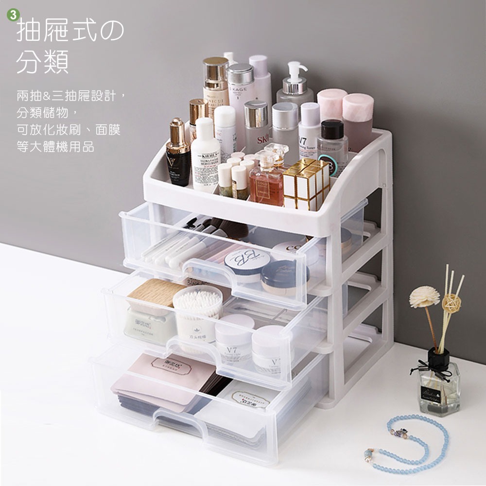 日式簡約收納櫃 小物收納櫃 化妝品收納 桌上收納 無印風 抽屜收納盒 多格整理盒 透明抽屜式 抽屜盒【SN0092】-細節圖4