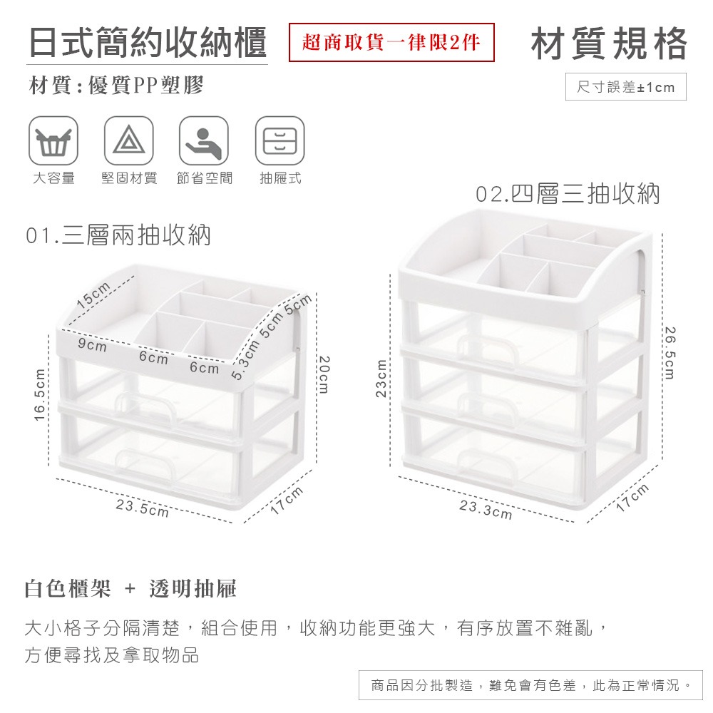 日式簡約收納櫃 小物收納櫃 化妝品收納 桌上收納 無印風 抽屜收納盒 多格整理盒 透明抽屜式 抽屜盒【SN0092】-細節圖10