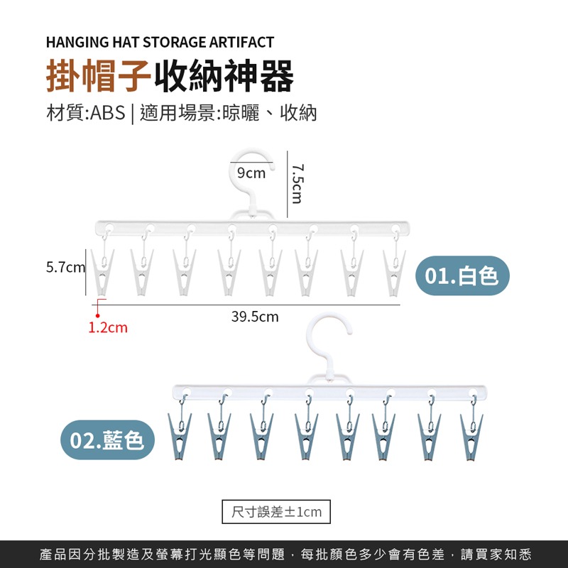 掛帽子收納神器 帽子收納 旋轉掛勾 掛夾 掛帽神器 帽子收納 衣物收納 衣物掛夾 多功能掛夾 掛夾收納【JJ0621】-細節圖2