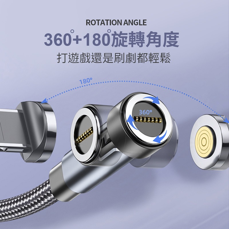 540度磁吸充電線 閃快充磁吸充電線 快充線 磁吸線 支援多種型號手機平板【DZ0105】-細節圖3