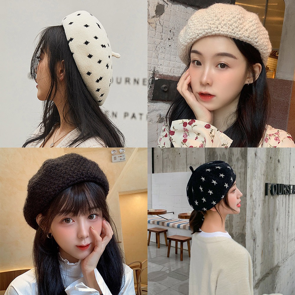 韓款 質感貝雷帽 針織帽 針織貝雷帽 星星貝雷帽 貝蕾帽 畫家帽 南瓜帽 復古帽 毛呢針織 帽子 帽【PJ0037】-細節圖9