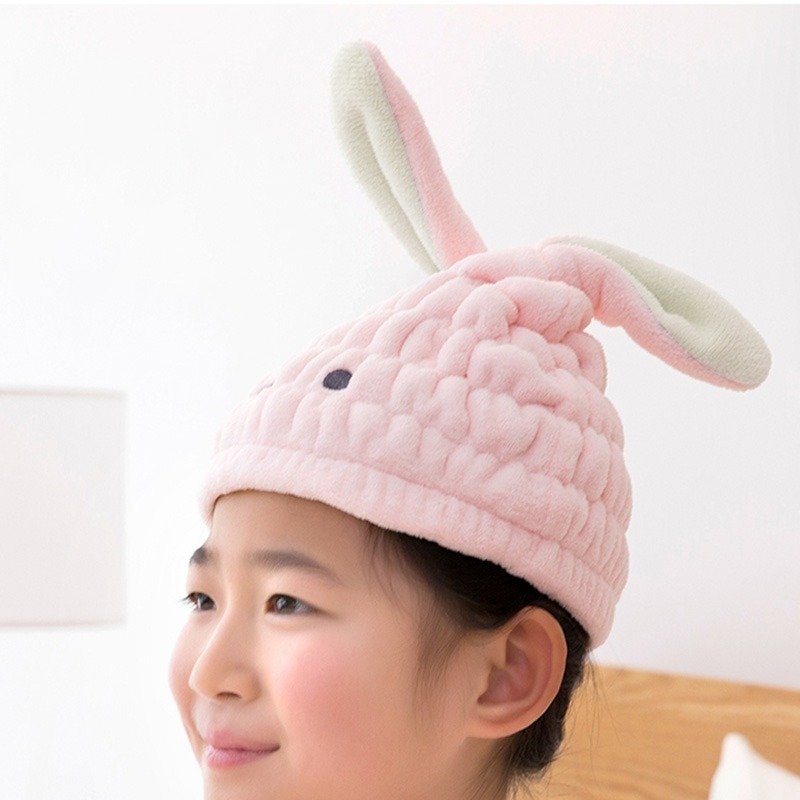 珊瑚絨 動物款 加厚乾髮帽 兔耳朵帽 熊耳朵帽 快速吸水浴帽 乾髮帽 珊瑚絨浴帽 兔耳朵 大人小孩乾髮帽【WY0006】-細節圖7