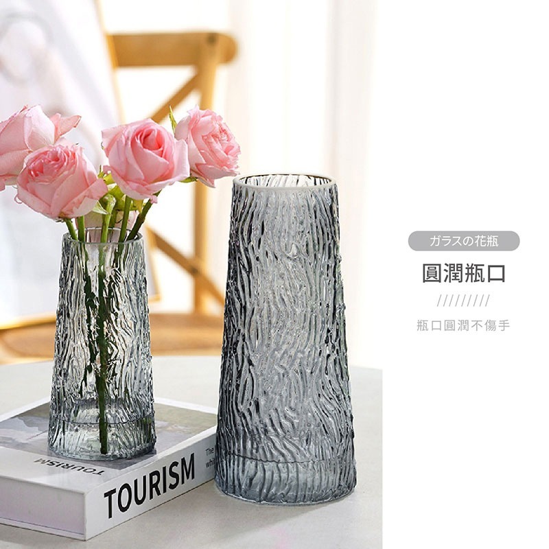 透明玻璃花瓶 玻璃花瓶 透明花瓶 花瓶 玻璃瓶 簡約花瓶 插花花瓶 高花瓶 金邊花瓶 花器 居家擺飾【JJ0658】-細節圖3