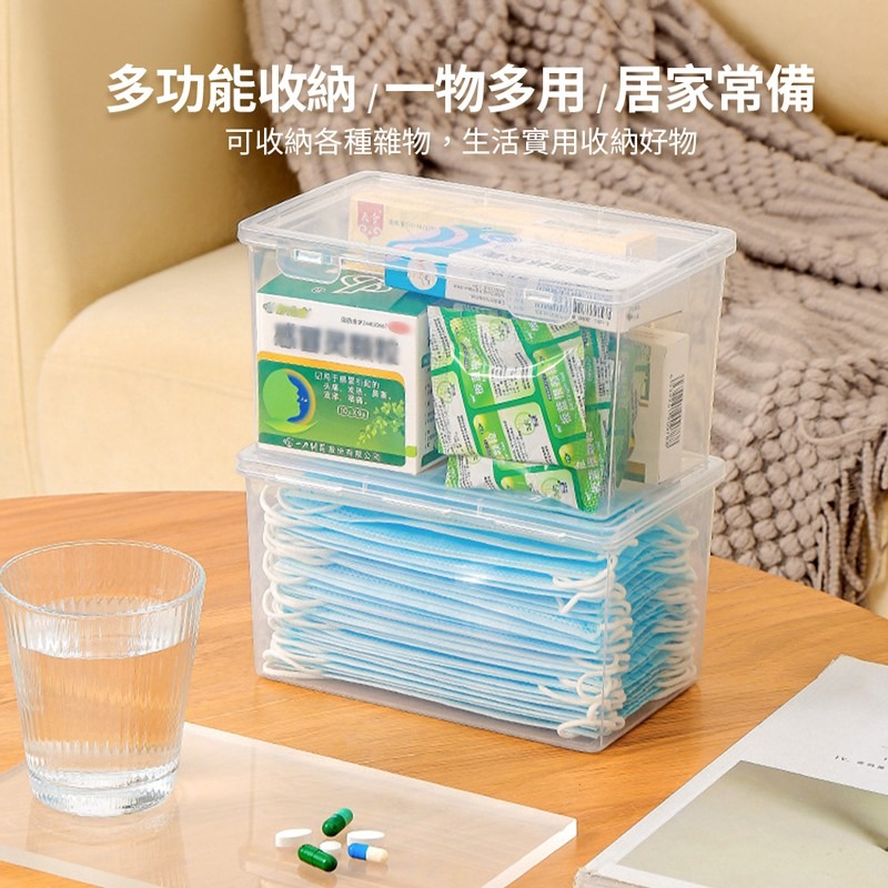 大容量口罩收纳盒 透明口罩收納盒 大容量口罩盒 家用透明箱子 小藥箱 多用收納盒子 收納盒 盒子【SN0309】-細節圖5