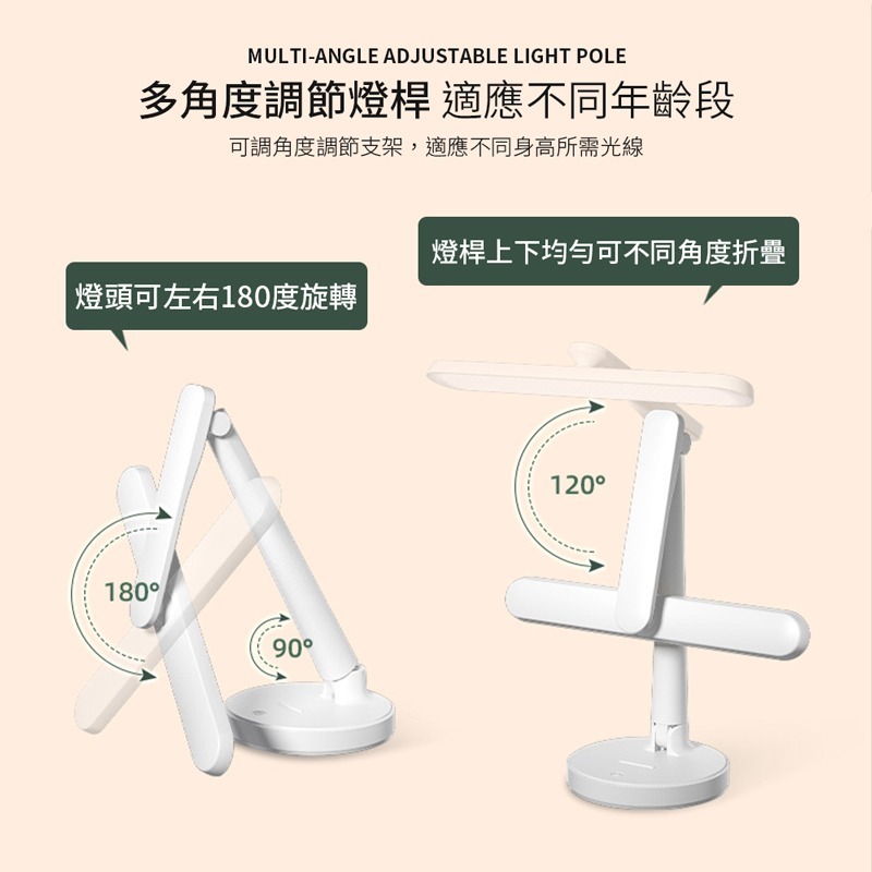 收納摺疊旋轉檯燈 收納摺疊檯燈 旋轉摺疊檯燈 摺疊檯燈 三檔色溫光 多角度調節 可收納檯燈 檯燈 桌燈【DZ0169】-細節圖5
