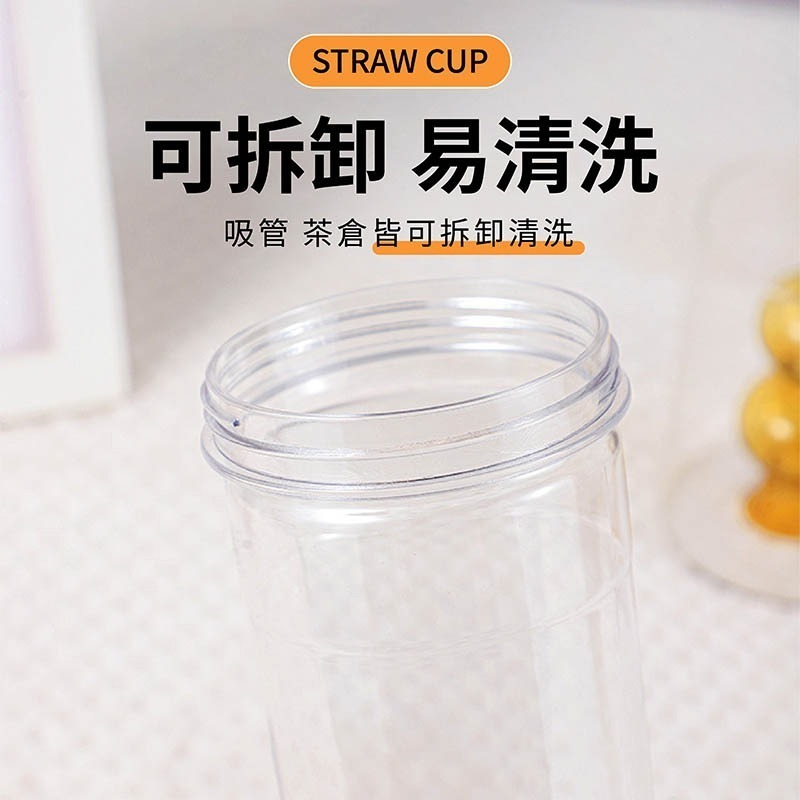果汁過濾摺疊吸管杯 700ml 水壺 吸管杯 水瓶 過濾杯 大容量 果汁杯 茶隔杯 自帶吸管【CC0300】-細節圖3