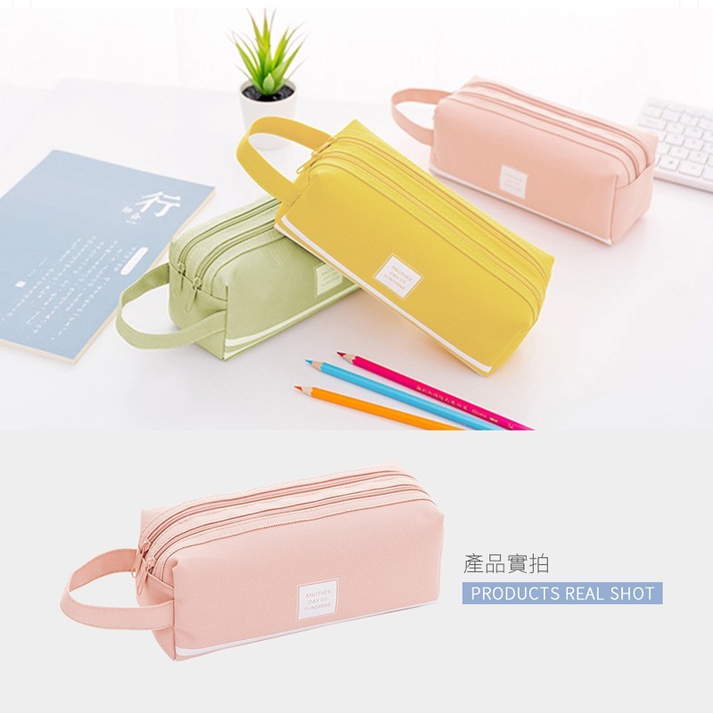 大容量鉛筆袋 ins風 馬卡龍色 糖果色系 少女筆袋 學生帆布文具袋 創意筆袋 純色筆袋 簡約清新鉛筆袋【WJ0093】-細節圖6