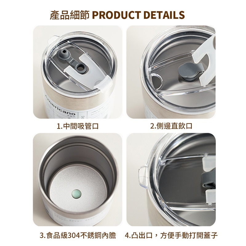 不鏽鋼隨行杯 保溫杯 咖啡杯 隨行杯 吸管杯 水壺 冰霸杯 350ml 600ml 保溫瓶 環保杯【CC0413】-細節圖6