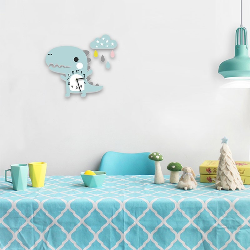 恐龍壁掛時鐘 恐龍造型時鐘 壁掛時鐘 時鐘 恐龍 卡通 雲朵 可愛卡通 DIY時鐘 靜音掛鐘【JJ0093】-細節圖6