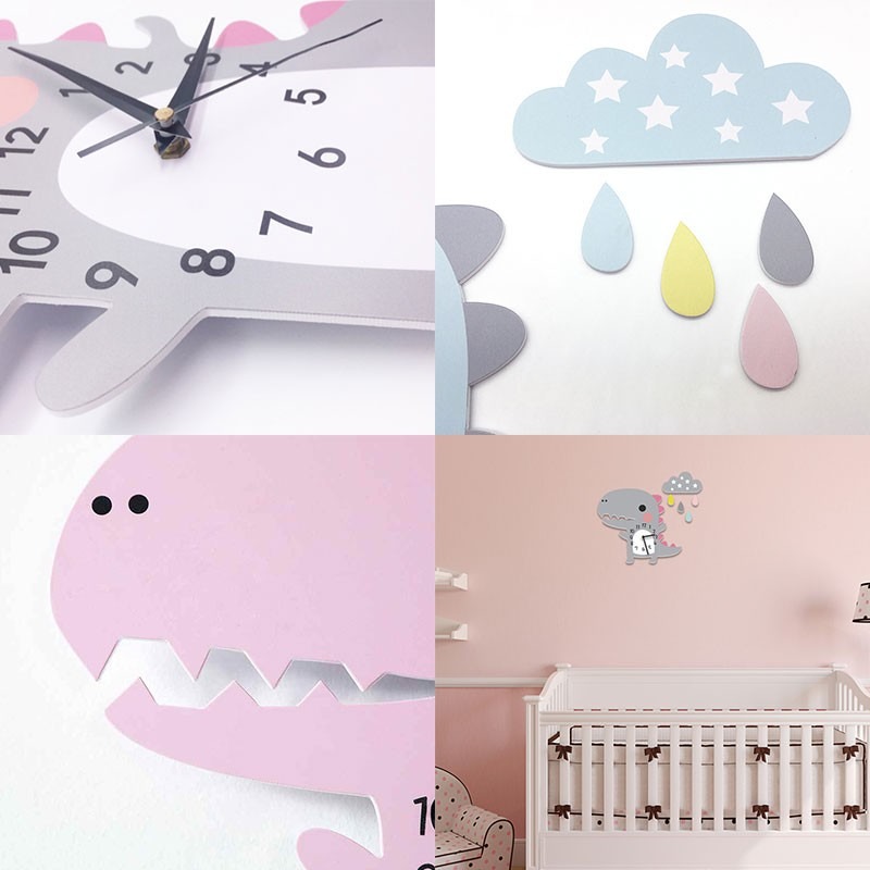 恐龍壁掛時鐘 恐龍造型時鐘 壁掛時鐘 時鐘 恐龍 卡通 雲朵 可愛卡通 DIY時鐘 靜音掛鐘【JJ0093】-細節圖8