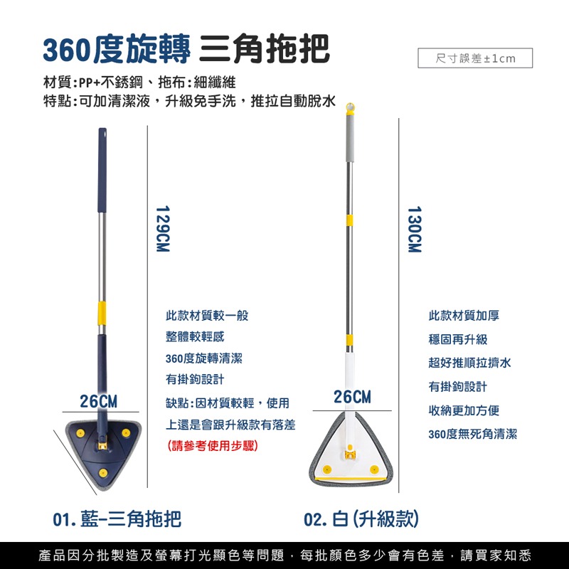 三角拖把 360度三角拖把 旋轉拖把 懶人拖把 乾濕兩用 免擰手拖把 免手洗拖把 自由旋轉拖把 拖把【JJ0707】-細節圖2