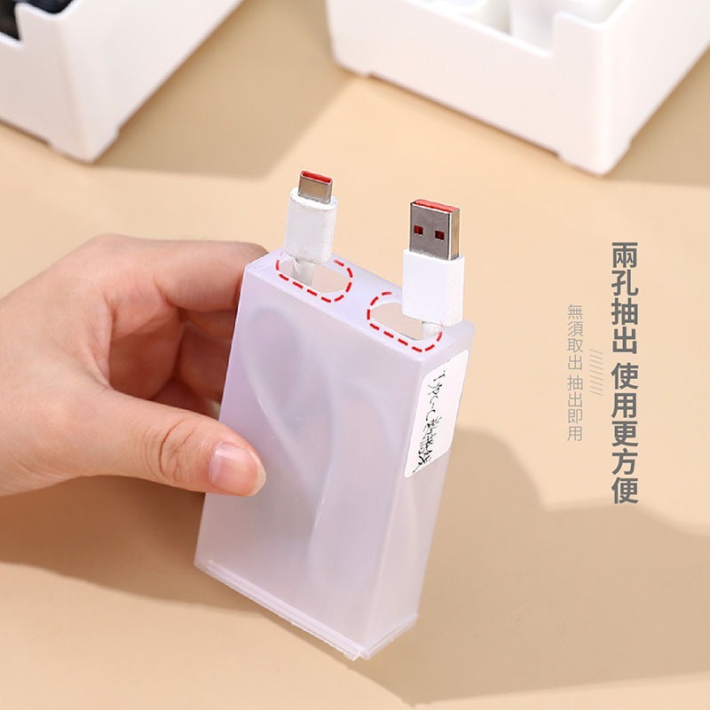 數據線收納盒 送標籤貼 傳輸線收納盒 充電線收納盒 收納盒 收納框 線材收納 3C收納 桌面收納【SN0365】-細節圖5