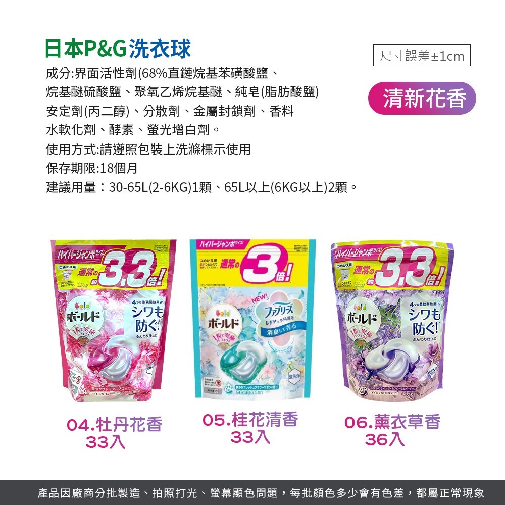 日本P&G洗衣球 33入 36入 4D洗衣球 洗衣球補充包 補充包 洗衣球 【JJ0742】-細節圖3