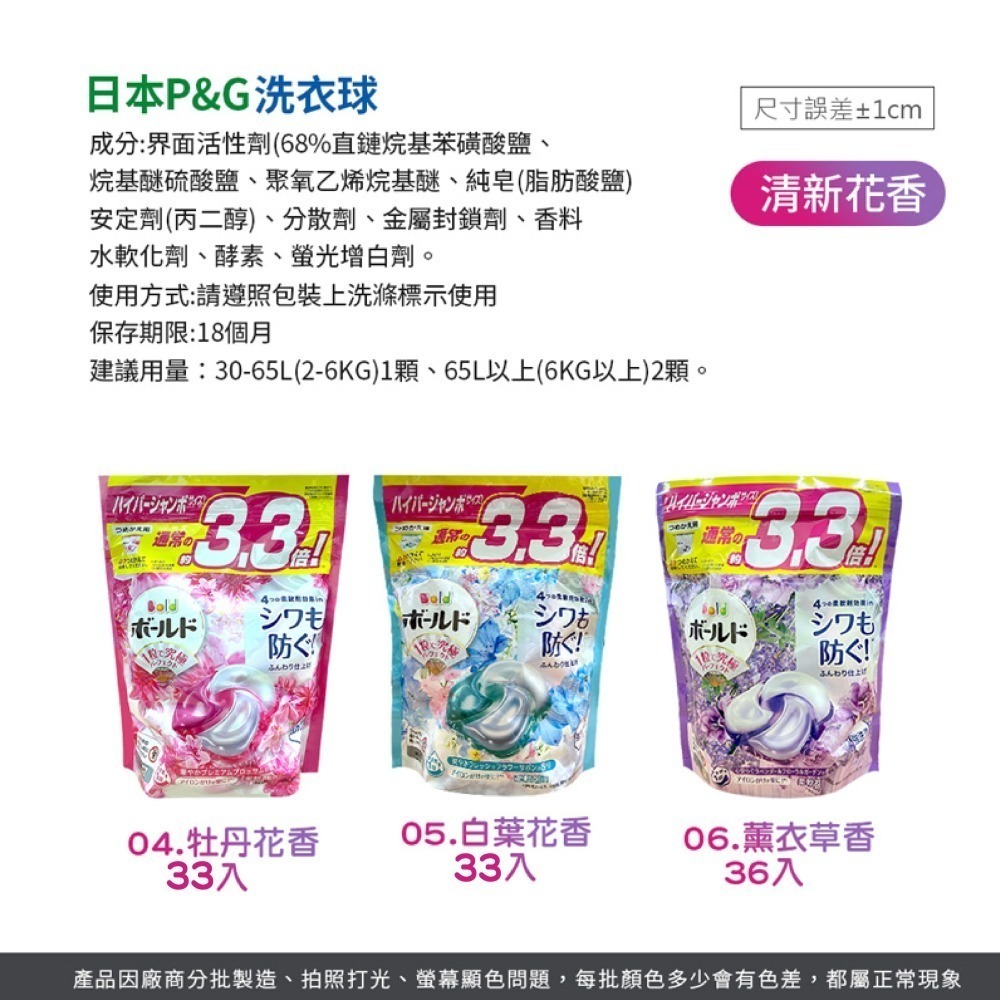 日本P&G洗衣球 33入 36入 4D洗衣球 洗衣球補充包 補充包 洗衣球 【JJ0742】-細節圖3