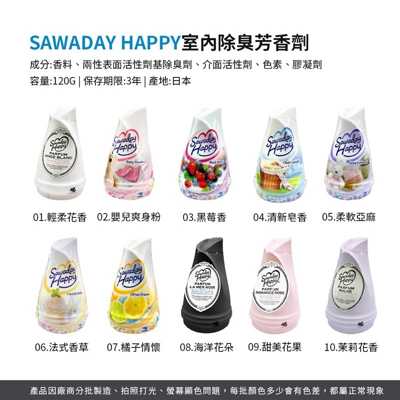 小林製藥 SawadayHappy 室內除臭芳香劑 120g 除臭芳香劑 芳香劑 除臭劑 室內芳香【JJ0744】-細節圖2