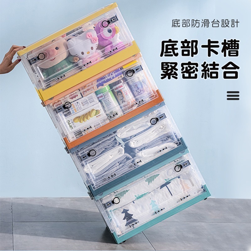 側開透明摺疊收納箱 多色收納 防塵收納 帶蓋收納箱 收納箱 收納盒 儲物箱 置物箱 整理盒【SN0196】-細節圖3