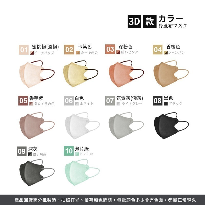 3D冷感布無鼻樑口罩 3D冷感布口罩 3D口罩 冷感布口罩 涼感 立體口罩 3D立體口罩 一次性 10入售【Y9941】-細節圖3