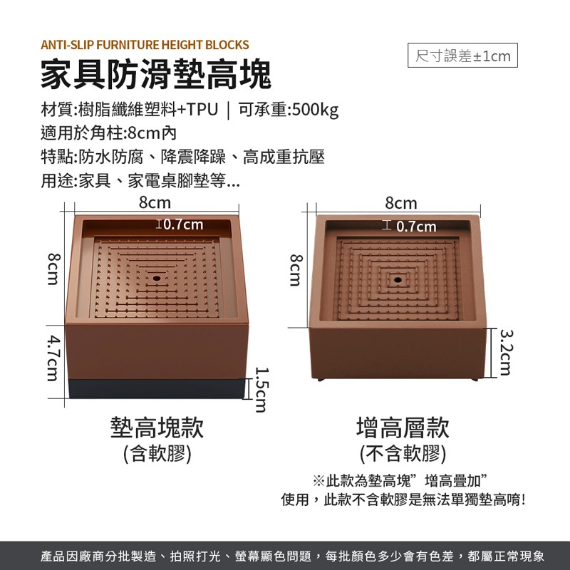 家具防滑墊高塊 墊高塊 家具墊高塊 沙發增高塊 茶几增高墊 床腳墊 增高墊子 家具底座 防滑塊【JJ0761】-細節圖2