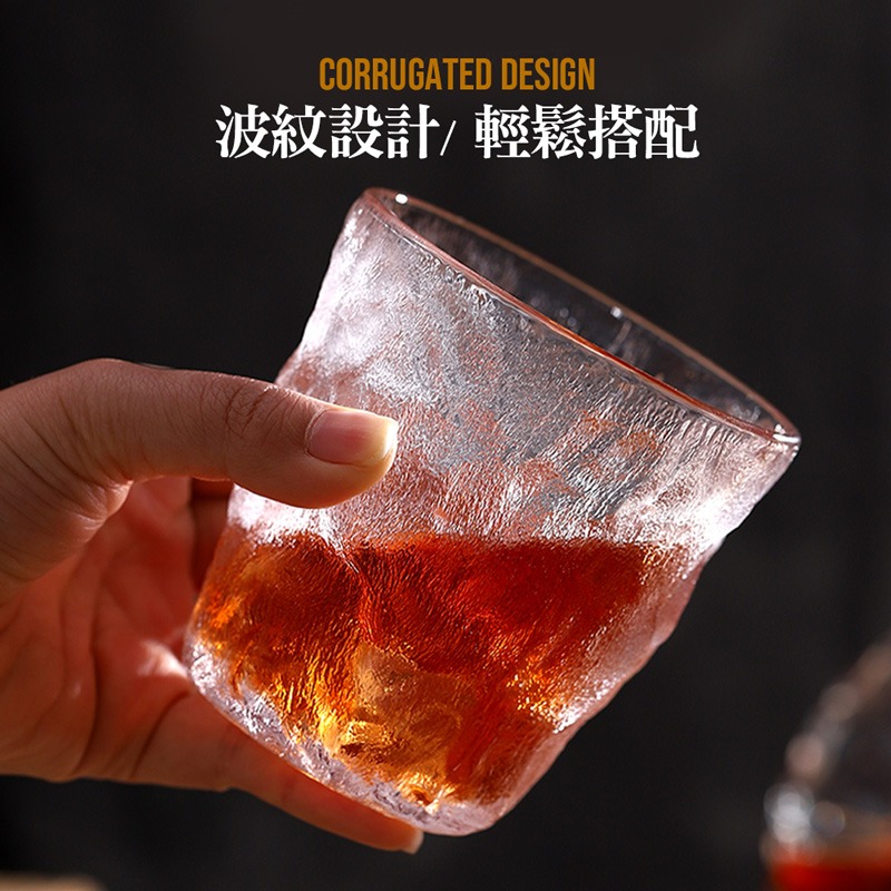 冰川玻璃杯日式 玻璃杯 威士忌杯 水晶玻璃杯 玻璃杯 杯子 水杯 金邊玻璃杯 日式玻璃杯【CC0213】-細節圖3