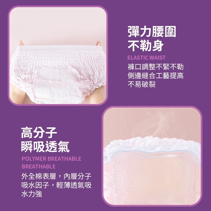 安心褲 一包3片裝 安心褲 衛生棉褲 褲型衛生棉 安睡褲 晚安褲 安心衛生棉 成人褲 衛生棉【FS0092】-細節圖4