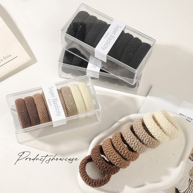 編織6條/8條髮圈 強拉不易斷 馬尾高彈力加粗毛巾髮圈 頭繩 簡約髮圈 耐用頭飾 髮繩 髮圈 髮飾【MF0123】-細節圖5