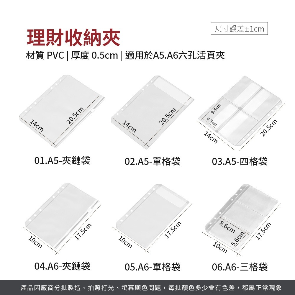 A5 A6理財收納袋 加厚拉鍊 活頁夾鏈袋 活頁收納袋 鈔票收納 存摺收納 記帳本 理財收納本 文具【WJ0167】-細節圖10
