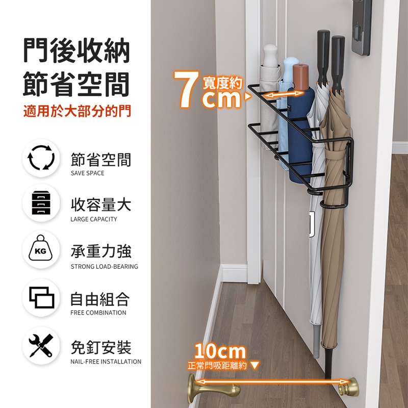 雨傘收納架 強力承重 掛鈎雨傘架 壁掛傘架 收納架 壁掛置物架 雨傘收納 簡約雨傘架 掛傘神器【SN0789】-細節圖4