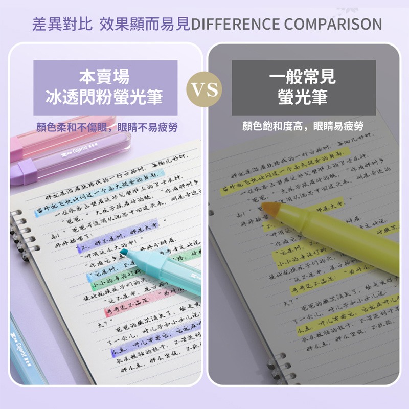 冰透閃粉螢光筆 不透墨 高顔值 多色手賬記號筆 螢光筆 記號筆 亮亮筆 手帳筆 馬克筆 麥克筆 彩繪筆【WJ0174】-細節圖3