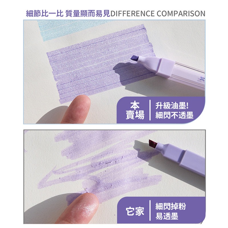 冰透閃粉螢光筆 不透墨 高顔值 多色手賬記號筆 螢光筆 記號筆 亮亮筆 手帳筆 馬克筆 麥克筆 彩繪筆【WJ0174】-細節圖4