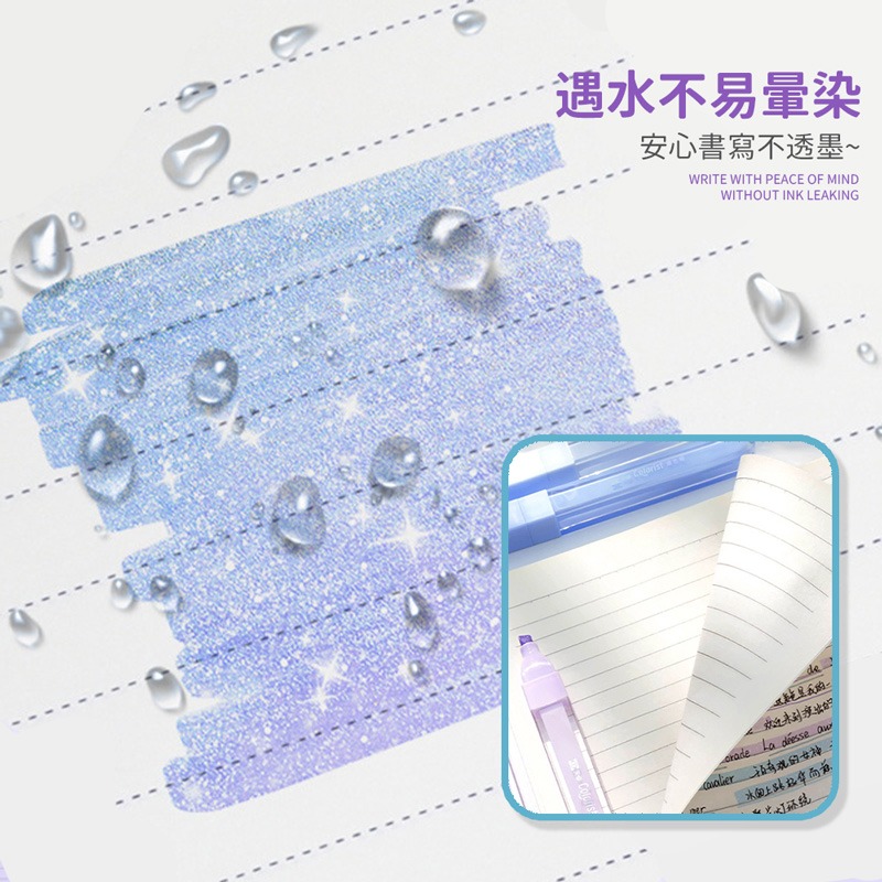 冰透閃粉螢光筆 不透墨 高顔值 多色手賬記號筆 螢光筆 記號筆 亮亮筆 手帳筆 馬克筆 麥克筆 彩繪筆【WJ0174】-細節圖6