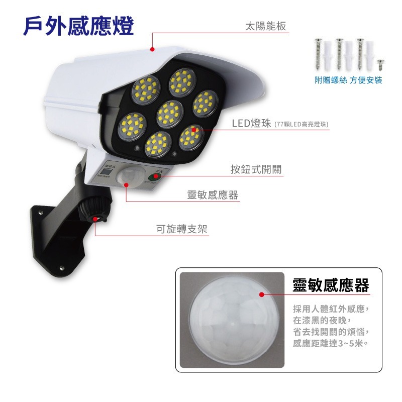 戶外感應燈 太陽能壁燈 人體感應 仿真監控燈  感應燈 太陽能感應燈 戶外燈 燈 監控燈【DZ0186】-細節圖9