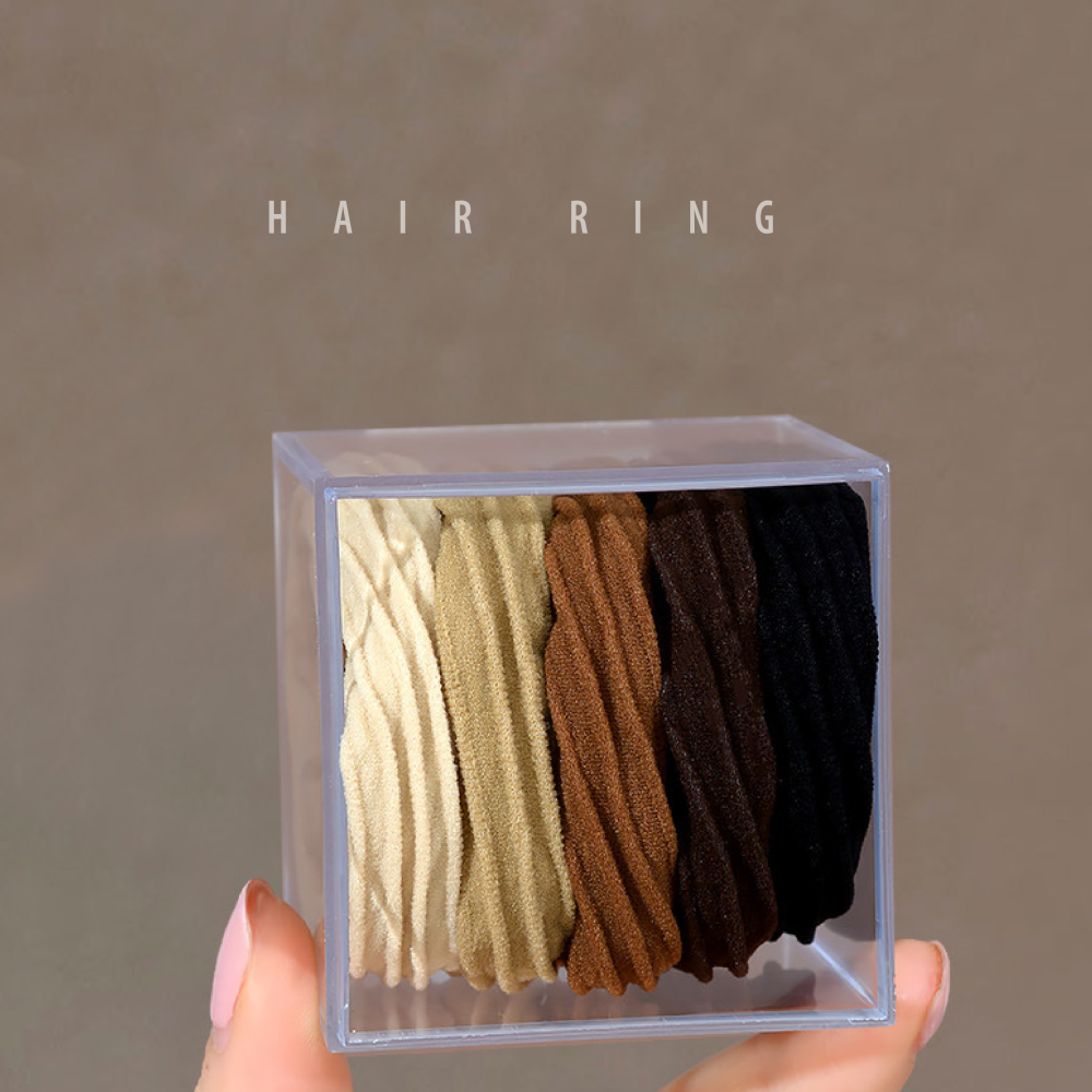 奶茶色彈力髮圈 髮圈 彈力髮圈 素色髮圈 氣質馬尾發繩髮飾 無縫髮圈 簡約耐用橡皮筋 髮束【MF0130】-細節圖3