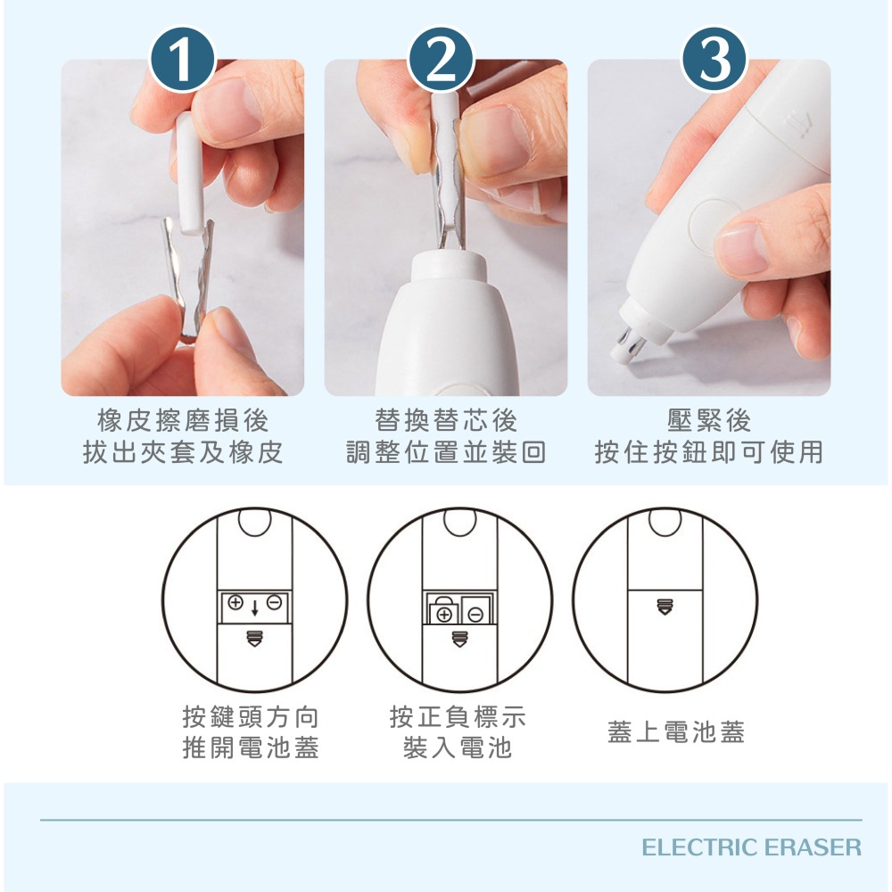 電動橡皮擦 橡皮擦 筆握橡皮擦 學生文具 修正用品 省力橡皮擦 素描繪畫必備 橡皮擦替芯【WJ0193】-細節圖6