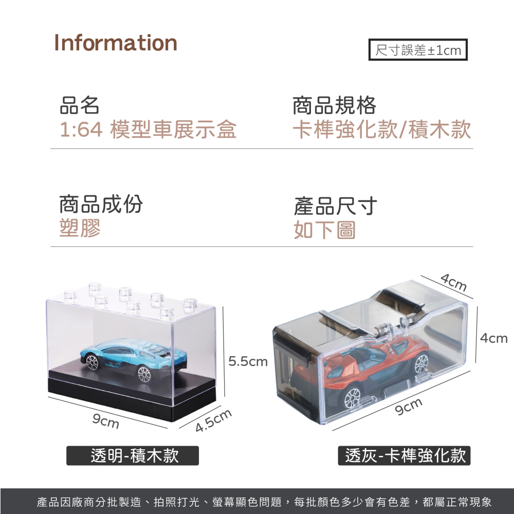 1:64 模型車展示盒 展示盒 收納盒 小汽車展示盒 模型車收納盒 風火輪小汽車 公仔模型展示盒【SN0795】-細節圖8