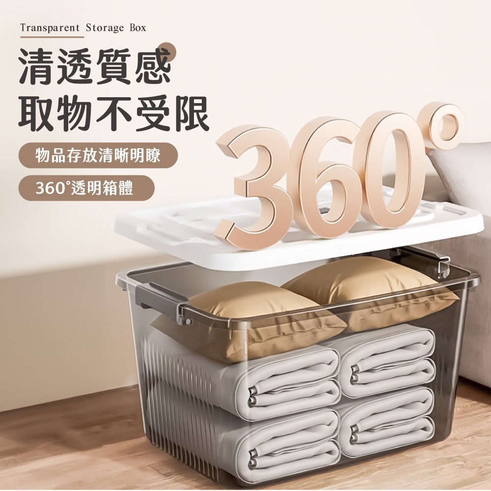 透明手提收納箱 無印風 透明整理箱 衣物收納 家居收納 整理箱 透明箱 萬用箱 雜物箱 收納箱 收納【SN0807】-細節圖3