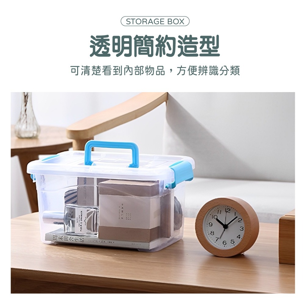 透明手提箱 手把收納盒 可提式整理盒 收納盒 收納箱 手提箱 收納 帶蓋收納盒 收納籃 玩具箱 整理箱【SN0812】-細節圖3
