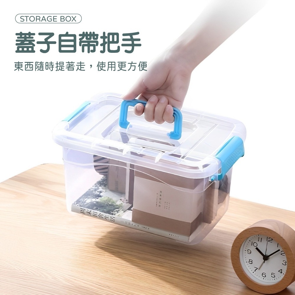 透明手提箱 手把收納盒 可提式整理盒 收納盒 收納箱 手提箱 收納 帶蓋收納盒 收納籃 玩具箱 整理箱【SN0812】-細節圖4